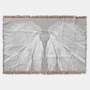 ANGEL WINGS Couple's Initialen Elegant Grey Deken