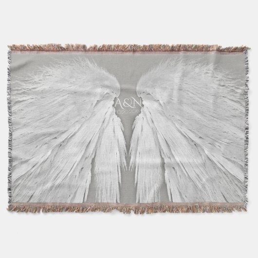 ANGEL WINGS Couple's Initialen Elegant Grey Deken (Voorkant)