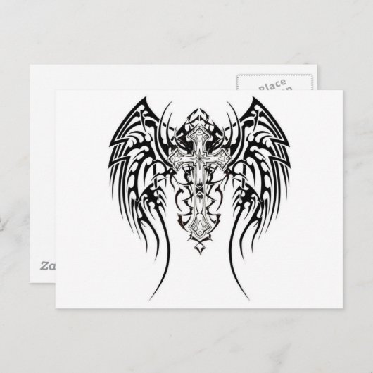 Angel Wings Cross Pattern Briefkaart (Voorkant / Achterkant)