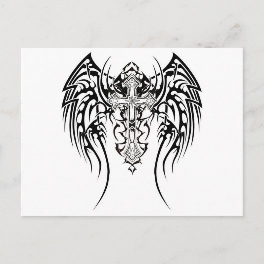 Angel Wings Cross Pattern Briefkaart (Voorkant)