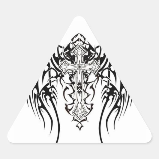 Angel Wings Cross Pattern Driehoek Sticker (Voorkant)