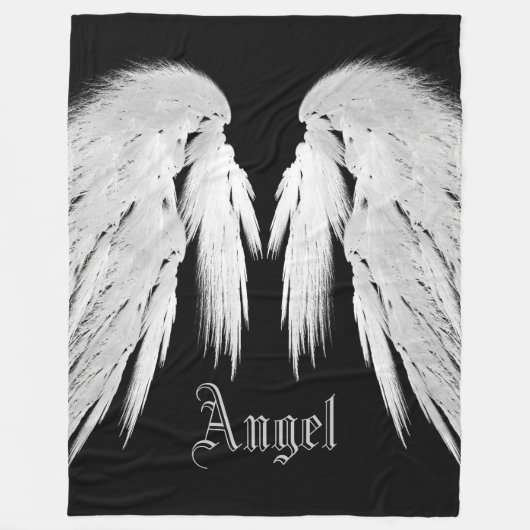 ANGEL WINGS Custom Name Black Fleece Deken (Voorkant)