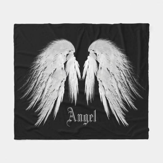 ANGEL WINGS Custom Name Black Fleece Deken (Voorkant (Horizontaal))