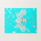 Angel Wings Cute Blue White Jigsaw Puzzle (Horizontal)