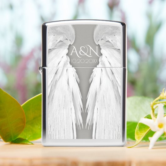 ANGEL WINGS Elegant Grey Monogram (On Table)