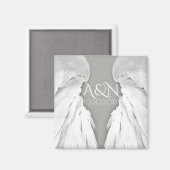 ANGEL WINGS Elegant Grey Save the Date Magneet (Voorkant / Achterkant)