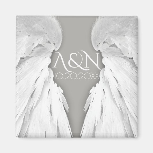 ANGEL WINGS Elegant Grey Save the Date Magneet (Voorkant)