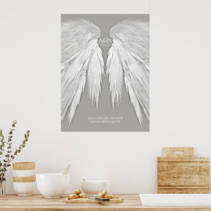ANGEL WINGS Elegant Grey Wedding Poster