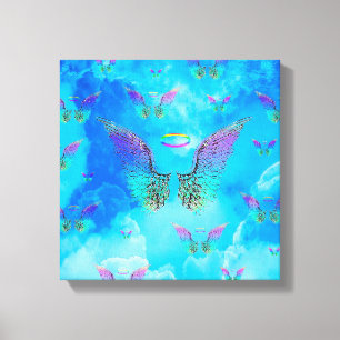 Angel Wings en Clouds Canvas Afdruk