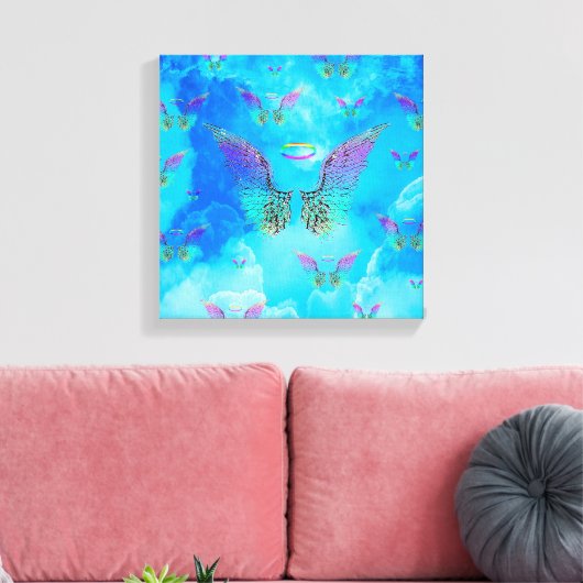 Angel Wings en Clouds Canvas Afdruk (Insitu (Woonkamer))