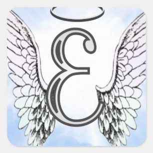Angel Wings en Halo Monogram Letter E Vierkante Sticker