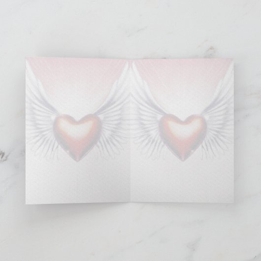 Angel Wings en Heart Greeting/Note Kaart (Binnen)