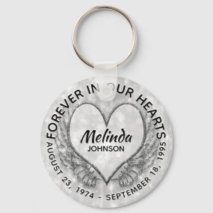 Angel Wings en Heart Memorial Sleutelhanger