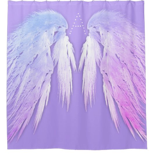 ANGEL WINGS Fairy Paars Monogram Douchegordijn (Voorkant)