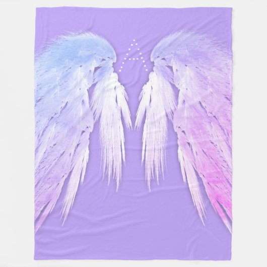 ANGEL WINGS Fairy Paars Monogram Fleece Deken (Voorkant)