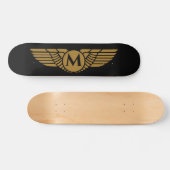 Angel Wings  Golden Name Initiaal Monogram Skateboard (Horizontaal)