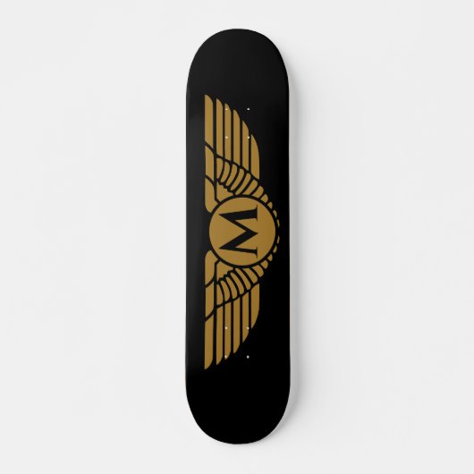 Angel Wings  Golden Name Initiaal Monogram Skateboard (Voorkant)