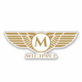 Angel Wings  Golden Name Initiaal Monogram Sticker (Voorkant)