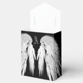 ANGEL WINGS Grey Touch Feathers Custom Monogram Bedankdoosjes (Geopend)