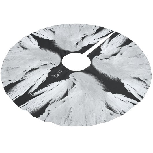 ANGEL WINGS Grey Touch Feathers Custom Monogram Kerstboom Rok (Gekanteld)