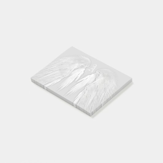 ANGEL WINGS Grey Touch Feathers Custom Monogram Post-it® Notes (Schuin)