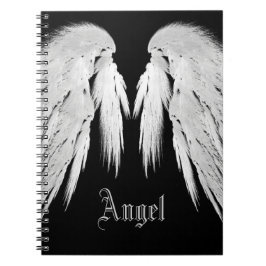 ANGEL WINGS Grey Touch Feathers Custom Name Notitieboek