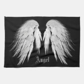 ANGEL WINGS Grey Touch Feathers Custom Name Theedoek (Horizontaal)