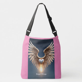 Angel Wings Grote Cross-Body Canvas tas Met Roze B