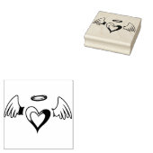 Angel Wings, Hart en Halo Rubberstempel (Gestempeld)