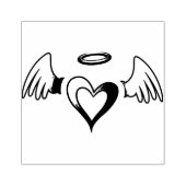 Angel Wings, Hart en Halo Rubberstempel (Afrduk)