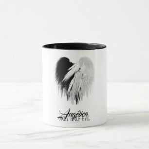 ANGEL WINGS HEART Black+White Slechts een half boz Mok