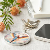 Angel wings heaven goddelijk goud mooie vlieg sleutelhanger (Zijkant)