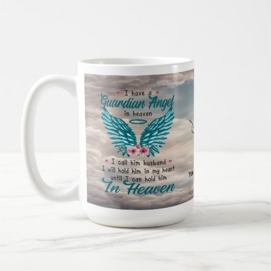 Angel Wings Husband Memorial Custom Mug (Gauche)