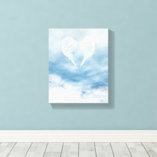 Angel Wings in Cloudy Blue Sky Canvas Afdruk (Insitu (Houten vloer))