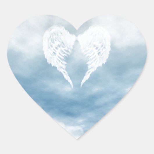 Angel Wings in Cloudy Blue Sky Hart Sticker (Voorkant)
