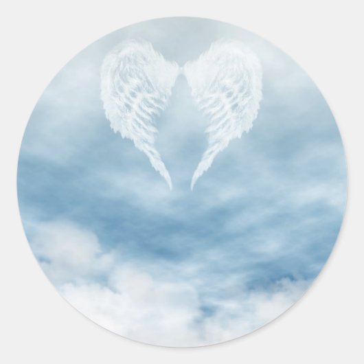 Angel Wings in Cloudy Blue Sky Ronde Sticker (Voorkant)