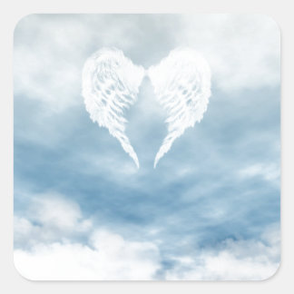 Angel Wings in Cloudy Blue Sky Vierkante Sticker