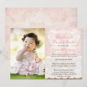 Angel Wings Latina Baptism & 1st Birthday Party Kaart