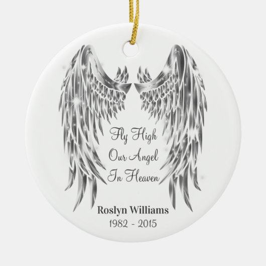 Angel Wings Memorial Loved One Kerstmis Keramisch Ornament (Voorkant)