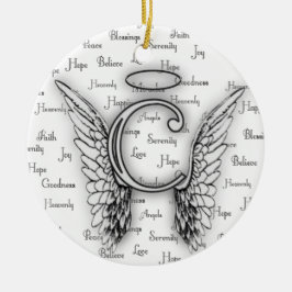 Angel Wings met positieve woorden Monogram C Keramisch Ornament