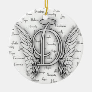 Angel Wings met positieve woorden Monogram D Keramisch Ornament
