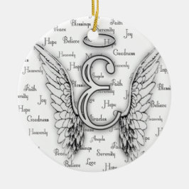 Angel Wings met positieve woorden Monogram E Keramisch Ornament