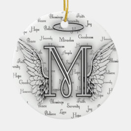 Angel Wings met positieve woorden Monogram L Keramisch Ornament