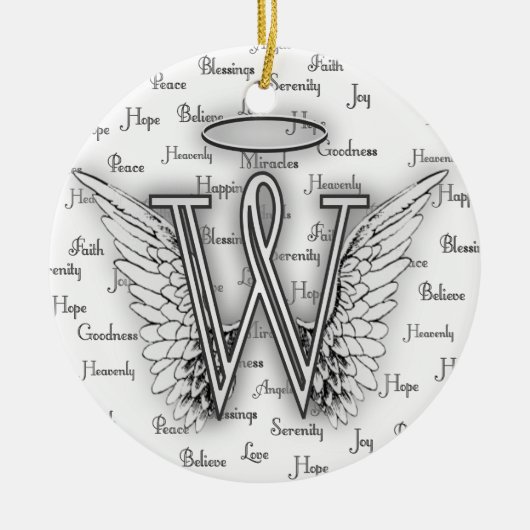 Angel Wings met positieve woorden Monogram W Keramisch Ornament (Voorkant)