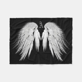 ANGEL WINGS Monogram Black Fleece Deken