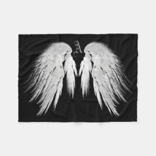 ANGEL WINGS Monogram Black Fleece Deken