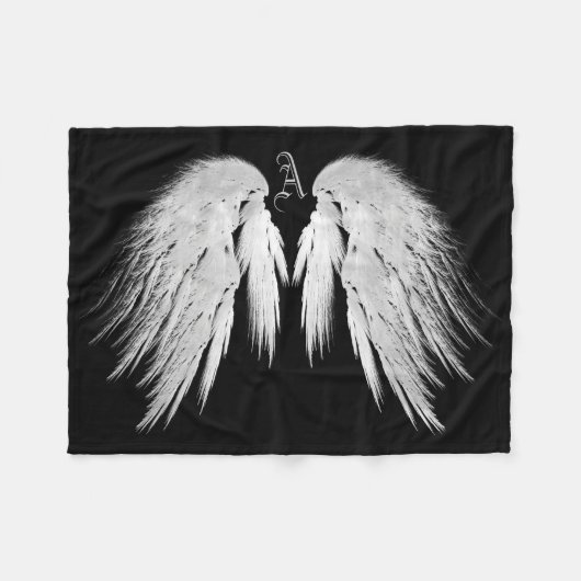 ANGEL WINGS Monogram Black Fleece Deken (Voorkant (Horizontaal))