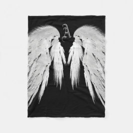 ANGEL WINGS Monogram Black Fleece Deken