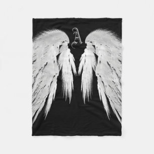 ANGEL WINGS Monogram Black Fleece Deken