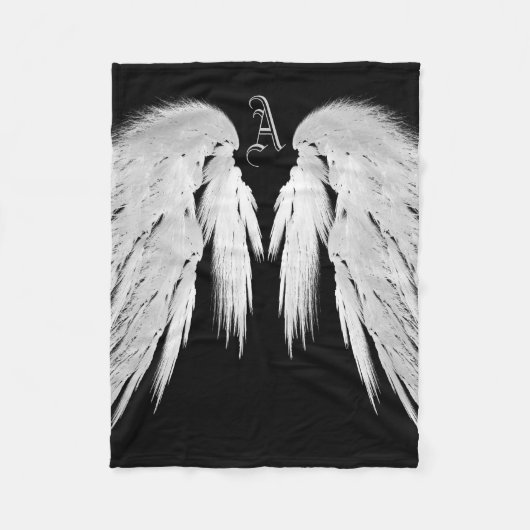ANGEL WINGS Monogram Black Fleece Deken (Voorkant)